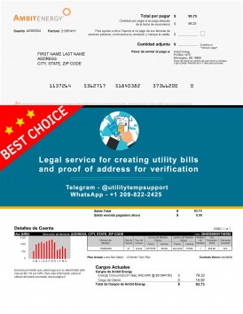 Ambit Energy Power utility bill template
